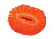 real macro of a sliced with a knife strawberry