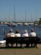 Four friends at harbour