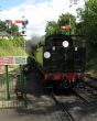 heritage train reversing into station