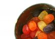 colorful fruit drops in a metal box