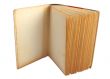 opened vintage book on white