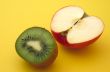apple and kiwi profile on yellow