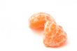 peeled tangerines on white