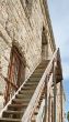 Wood Steps and Stone Wall