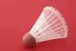 Shuttlecock on red