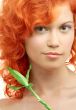 lovely redhead with bamboo
