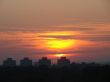 Sunset landscape scene with colorful evening sky