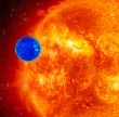 Blue Planet And Red Sun