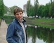 man against river