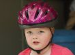 girl with bicycle helmet