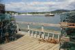 Lobster traps on wharf, harbor