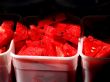 Slices of fresh watermelon caught in sunlight