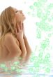 healthy blond with closed eyes in water