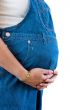 Pregnant woman holding her baby