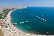 aerial view of crowded beach