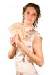 The girl with a fan
