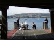 People fishing off pier