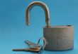 close-up of padlock in unlocked position