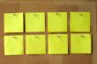 close-up of eight blank paper sheets