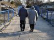 elderly couple on a walk