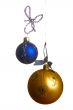 blue and yellow christmas balls