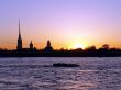 sunset on neva river. st-petersburg. russia