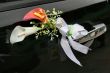 Wedding car decorations with flower bouquet
