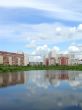 Reflection of houses in the water