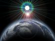 rising moon with lens flare