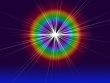 beautiful moonbeams through full rainbow
