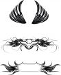 Vector illustrations wings, signs, banner