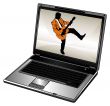 Silhouette of businessman and laptop