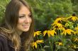 The girl close up among yellow colors