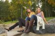 Two girls having a rest in autumn park