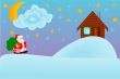 Christmas night. Santa Claus carries gifts.