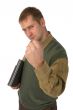 man shaking his fist