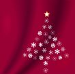 Snowflakes Shape Christmas Tree on Red