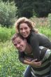 Piggyback ride in the garden