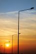 Lampposts at sunset