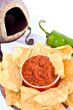 closeup chips, salsa, oven