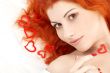 romantic redhead with read hearts