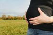 Stomach of pregnant woman with her hands