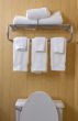 Top of toilet and towel rack