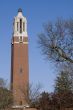 brick bell tower on left
