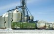 Grain Storage and Rail Cars with Graffiti