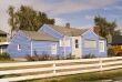 Blue House White Fence