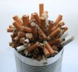 Pile of cigarette butts in ashtray