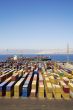 Panoramic view of containters in a harbour