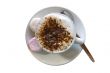 Fluffy, hot chocolate, coffee on white.