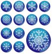 Thirteen snowflakes. The vector image.